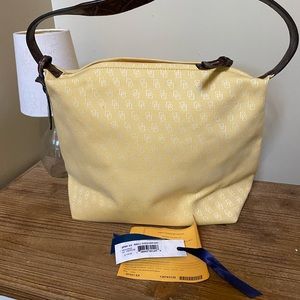 Yellow Dooney & Bourke fabric logo shoulder bag